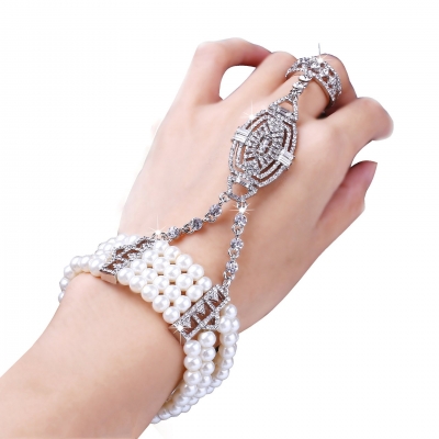The great Gatsby star bracelet pearl pearl rod inlaid diamond bride wedding jewelry stage hand decoration