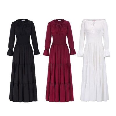 Medieval retro sweet Long sleeved ball dress Renaissance Irish pastoral dress