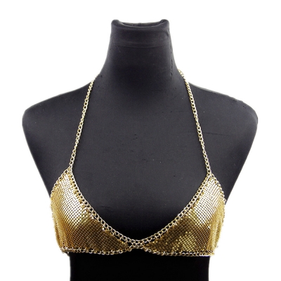 Fashion triangle bikini new exaggerated necklace personality aluminum piece chain body chain chest chain