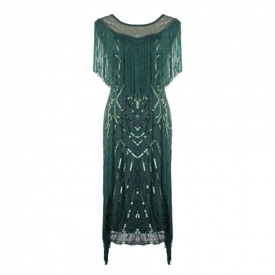 1920s retro glitter fringed dress Female Gatsby high-end banquet party evening dress