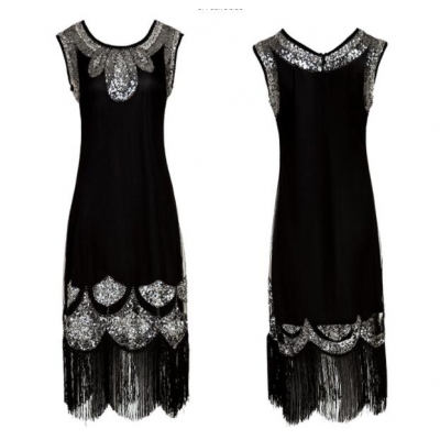 1920 Vintage sequin skirt studded beaded large size tassel dress quality explosive high-end banquet dress