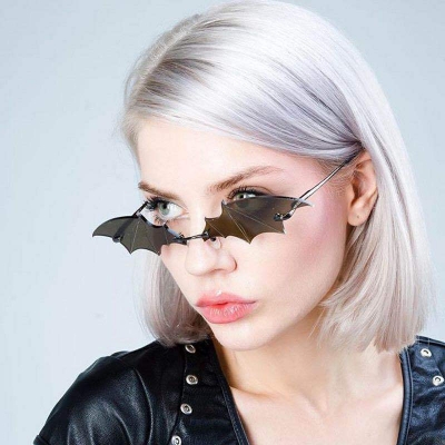 European and American trend fun bat sunglasses rimless street shot sunglasses irregular masquerade party decoration sun glasses