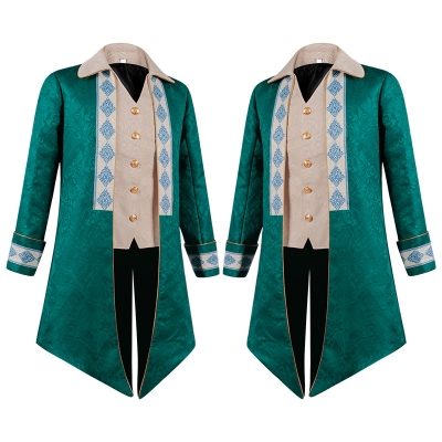 Euro-american men's steampunk medieval tuxedo Gothic Victorian jacquard coat uniform