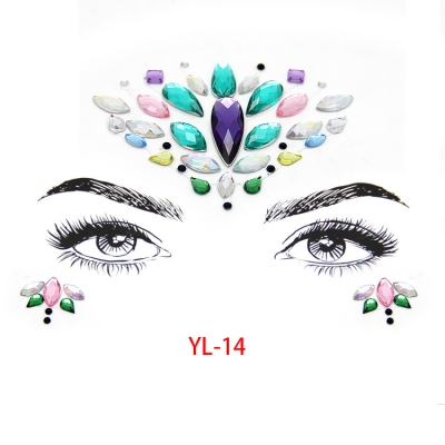 Face tattoo stick crystal drill stick ball electrosyllabic rhinestone face drill stick face decoration acrylic diamond stickers