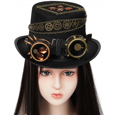 Explosive steampunk top hat gear thick chain retro heavy industry hat headwear