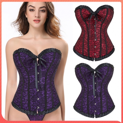 European and American sexy corset, red jacquard court corset, sexy lingerie