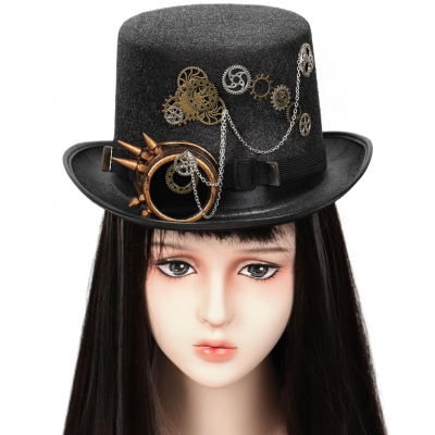 Explosive steampunk top hat gear Goth goggles one-eyed retro Heavy Industry hat headdress