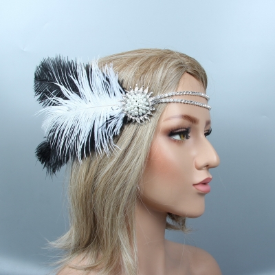 Hot selling ostrich hair retro headband fancy dress party headwear retro headband