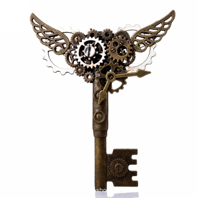 Steampunk gear Mechanical wing Key pin gay dress accessory brooch Gothic cosplay anime