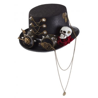 Steampunk lolita Top Hat Dark Gothic Gear riveted Rose glasses Punk Jazz Hat accessories