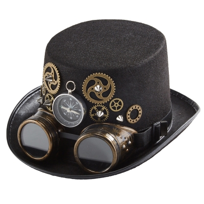 Original Hand made heavy metal gear hat Compass rivet magic hat Party decoration goggles hat