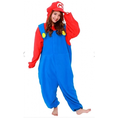 Mario Flannel cartoon one-piece pajamas adult