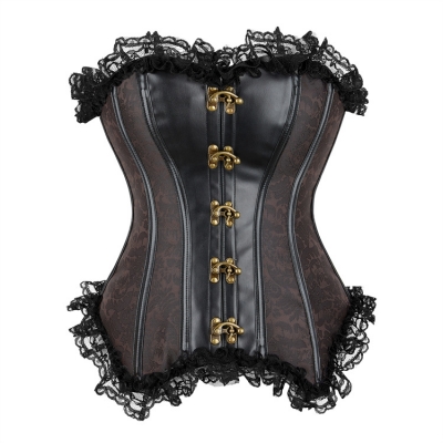 Palace body shaping brown PU Pisley Lace Gothic Gothic Women's Body Waist