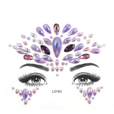 Halloween sticker hot -selling people face gemstone temporary tattoos Crystal flash sticker DIY eyebrow eye stickers