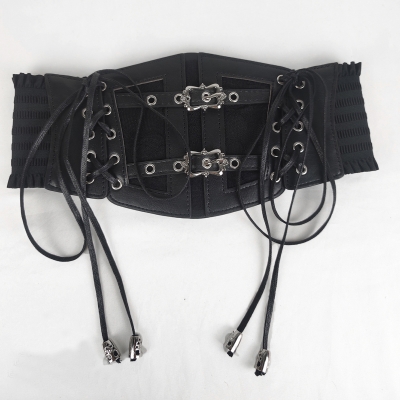 European and American retro lace lace -up leather waist seal ladies decorative fashion outer loose tight waist wide belt