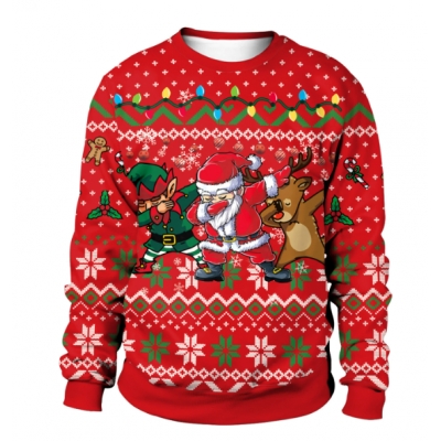 New 3D printed crew neck sweatshirt, unisex, cross-border style, Christmas couple outfit.