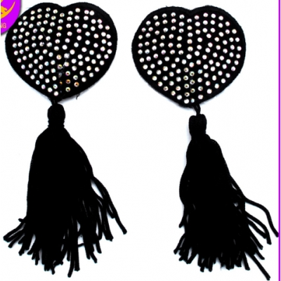 Tassel Round Silicone Nipple Stickers, Sexy Women's Breast Stickers, Elegant and Sexy Sequined Nipples