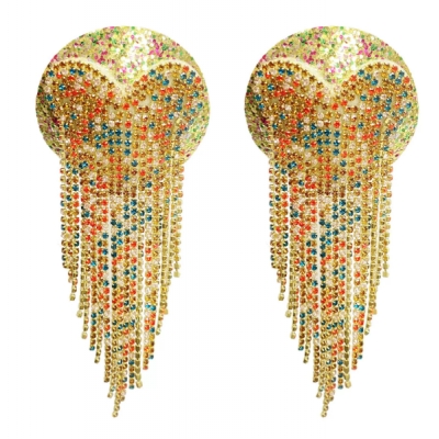 Carnival Diamond Nipple Covers Sexy Diamond Chain Heart Tassel Erotic Nipple Covers Valentine's Day Breast Covers