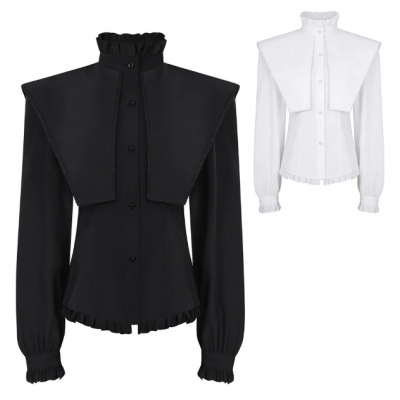European and American punk pleated gothic shirt medieval clothing steampunk Victorian top retro