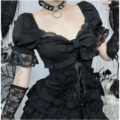 Dark Gothic subculture strappy girl shirt 2025 new sexy hot girl versatile top