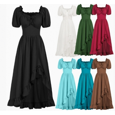 Medieval new retro irregular dress Renaissance stage costume dress women's skirt