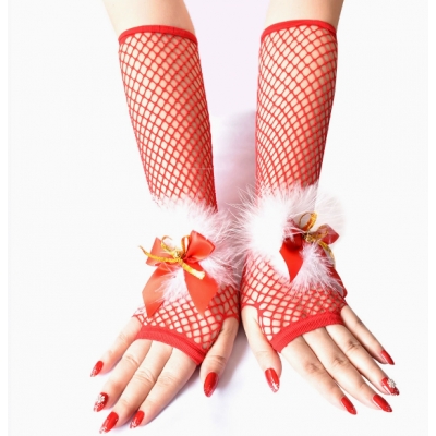 Christmas suit decorative fishnet gloves Christmas party gloves for women