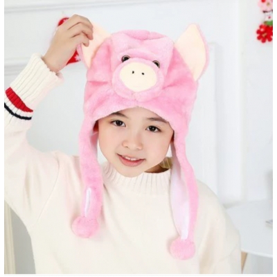 Cartoon pink pig animal headgear plush adult