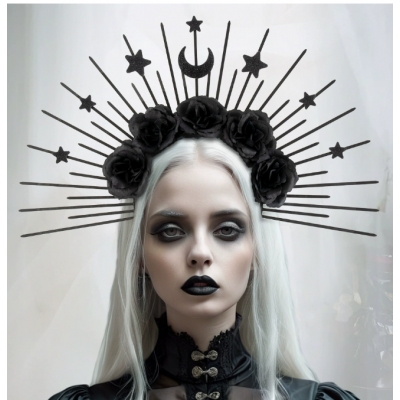 New Sun God Star Moon Hair Buckle Gothic Hair Accessories Retro European and American Clothing Cos Accessories Props