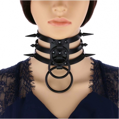 European and American Harajuku style rivet spike bondage collar collar personality exaggerated ring ring clavicle neck collar necklace
