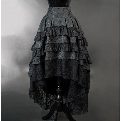 Original retro punk Y2K jacquard long skirt European and American dark Gothic style subculture heavy lace skirt for women