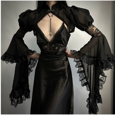 New chiffon blouse, new summer style, versatile outerwear, dark style, comfortable and versatile