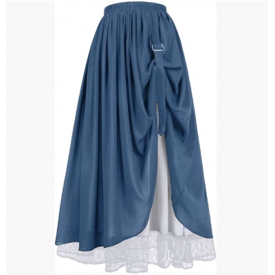 European and American Halloween pirate skirt Lace splicing large swing irregular skirt color matching