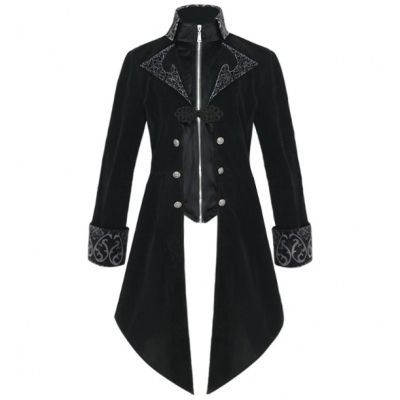 European and American tuxedo medieval retro clothing mid-length punk men's coat jacket