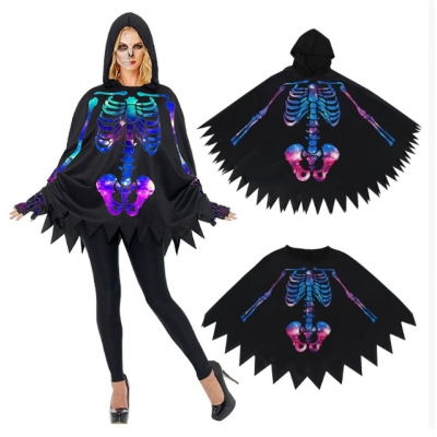 Halloween Skeleton Cape Costume Accessories Cape Party Costume Props Adult Costume Ball