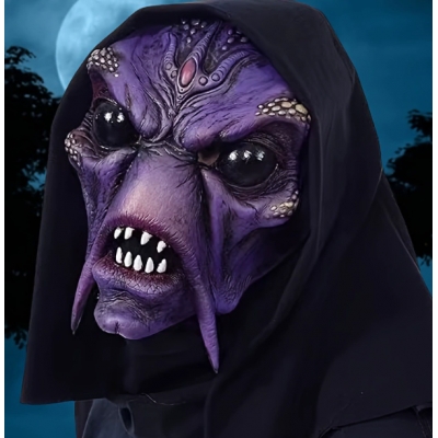2025 new witch mask Halloween party haunted house purple face witch latex ghost face scary spoof headgear