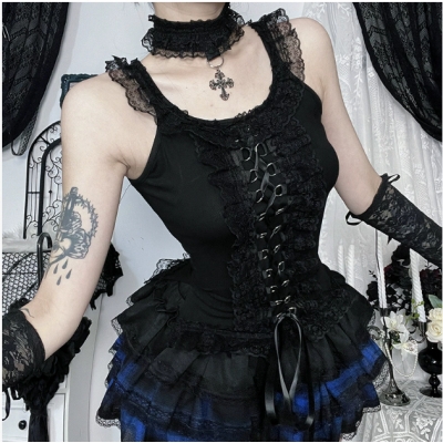 Dark basic vest top (including collar) 2025 punk hottie vest