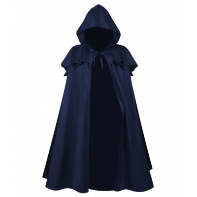 Medieval hooded gothic coat long trench Halloween Middle Eastern church wizard death cloak robe cape