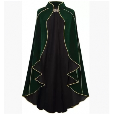 New medieval suede cape cos Halloween retro gold-edged cape stage performance cos costume