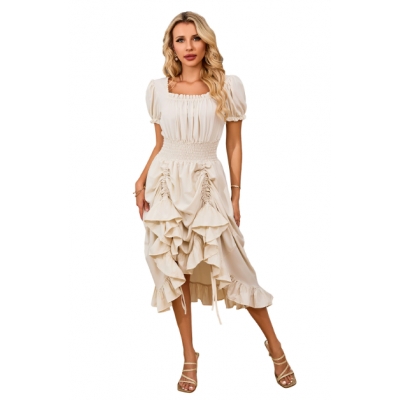 Vintage French Renaissance square neck short sleeve dress medieval cosplay dress