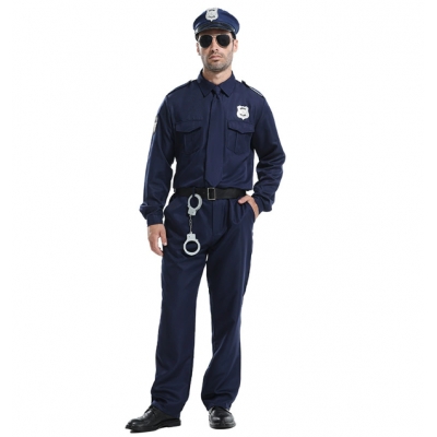 Halloween Party Costume Men's Police Hero Role Playing Sheriff Instructor Uniform Suit Detective Long Sleeve Clothes