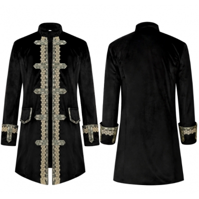 New Halloween medieval men's court stand collar coat steam punk retro coat clothing