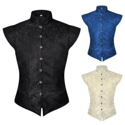 New Men's Medieval Costume Retro Men's Short Vest Fake Collar Halloween Costume