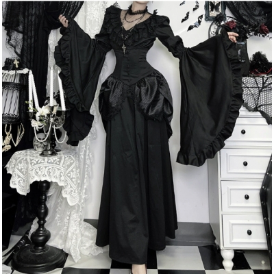 Dark Lolita high waist skirt 2025 new Gothic style fashion all-match long skirt for women
