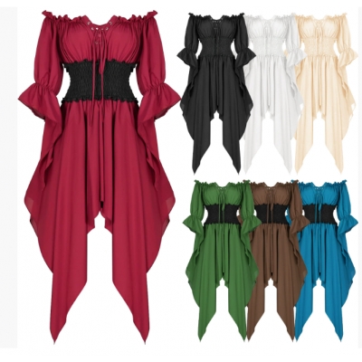 2025 Halloween costume medieval Victorian Renaissance court style retro irregular dress for women