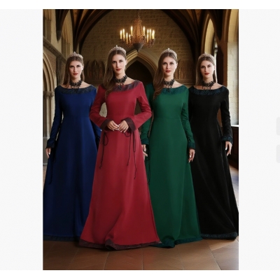 European and American hot-selling women's clothing 2025 medieval retro dress women's long-sleeved performance costume