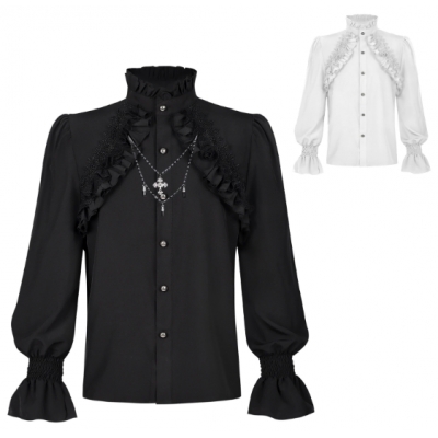 European and American dark gothic wood ear long-sleeved shirt cross accessories cosplay stage performance costumes