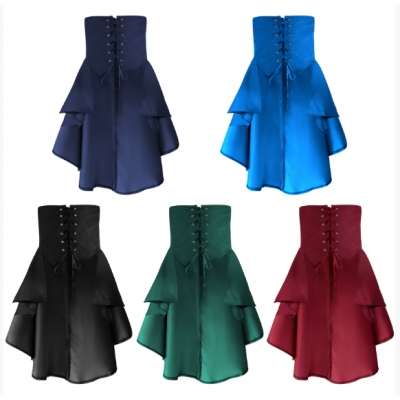 Hot sale Steampunk Renaissance Pirate Irregular Ruffle Lace-up Skirt