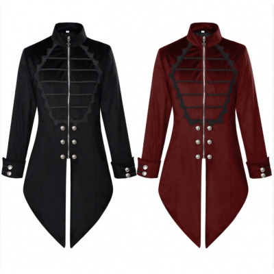 Medieval retro stand-up collar swallowtail coat, European and American gothic style top, Halloween vampire costume
