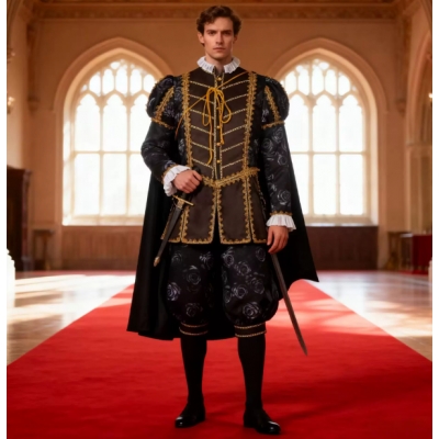 Men's Elizabethan costume, royal Mercedes-Benz King suit, aristocratic cosplay stage performance costume