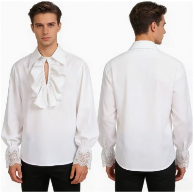 Halloween European and American court style retro stand-up collar shirt knight stage performance party costume